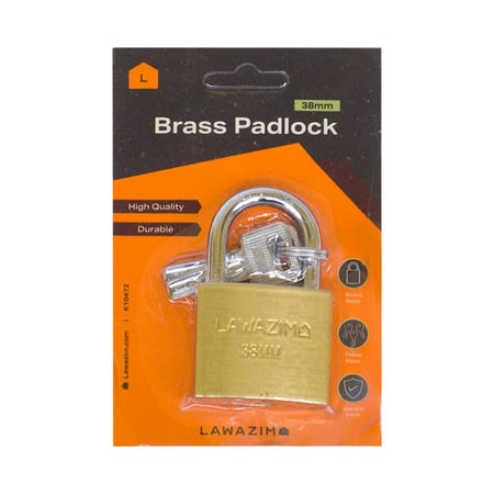 قفل نحاس 38 مليميتر مع 3 مفاتيح –  LAWAZIM
