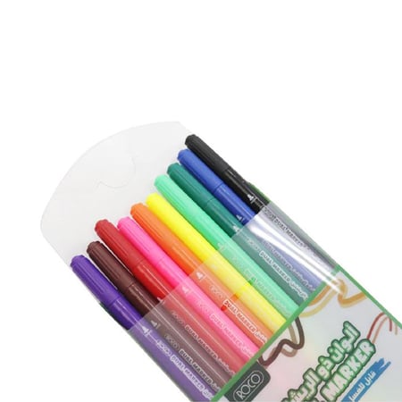 الوان مائية فلوماستر 10 لون قابلة للغسل ذو الريشتين - ROCO