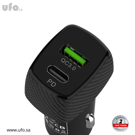 شاحن سيارة مدخل usb مدخل type c متجر يوفو السعودية للإلكترونيات