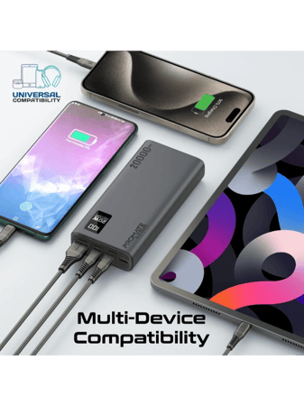 بطارية متنقلة 20000 ملي امبير بقوة 20 واط _ بروميت_ أسود