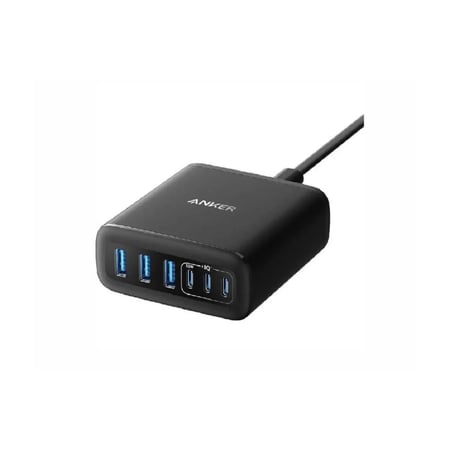 منصة شحن انكر بقوة 112 واط ثلاث منافذ يو اس بي وثلاث منافذ تايب سي - اسود