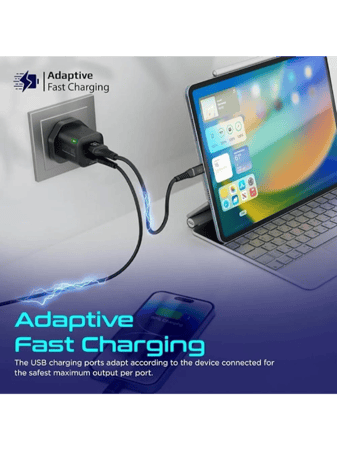 بروميت شاحن حائطي 25 واط بمنفذي(USB+TYPE C) _أسود