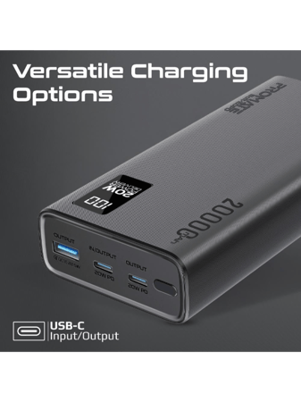 بطارية متنقلة 20000 ملي امبير بقوة 20 واط _ بروميت_ أسود