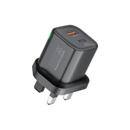 بروميت شاحن حائطي 25 واط بمنفذي(USB+TYPE C) _أسود