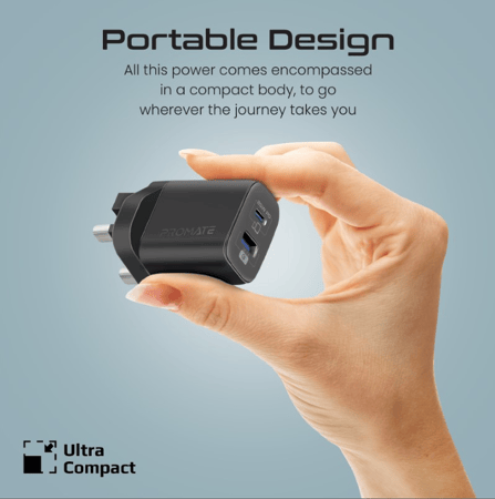 بروميت ChargeKit-25PDi مجموعة شحن سريعة تضم شاحن 25 واط وكابل USB-C إلى لايتنينغ 27 واط، تدعم QC 3.0 ومزامنة البيانات