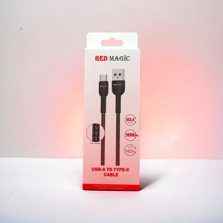 كيبل شحن يواس بي - تايب سي 1.2 متر قماش مقاوم للقطع من ماركة رد ماجيك