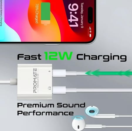 محول لايتنينج مزدوج محمول ميديا لينك i2i مع دعم لنظام iOS 7 وأعلى من بروميت