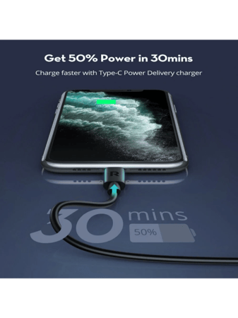 كيبل راف باور تايب سي لايتننج 1 متر - اسود