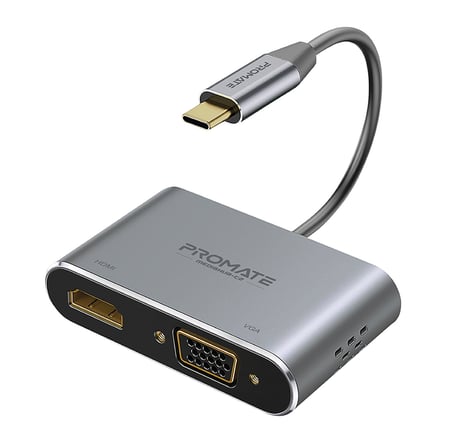 بروميت MediaHub-C2 محول USB-C بدعم HDMI 4K وVGA 1080p، لتجربة عرض مرنة وسهولة التوصيل والتشغيل