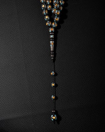 سبحة كوك طبيعي مطعم بالفضة الخالصة