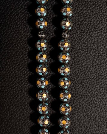 سبحة كوك طبيعي مطعم بالفضة الخالصة