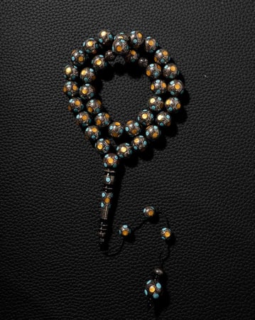 سبحة كوك طبيعي مطعم بالفضة الخالصة