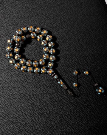 سبحة كوك طبيعي مطعم بالفضة الخالصة