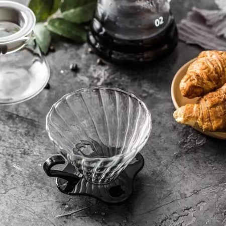 قمع تقطير V60 زجاجي مع قاعدة بلاستيكية - V60 Dripper-02