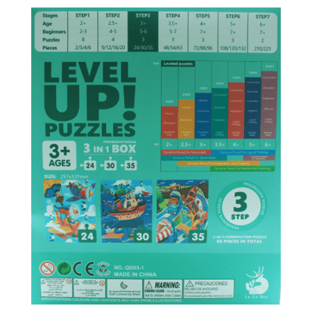 بزل للاطفال المرحلة الثالثة 3 صور 89 قطعة وسائل النقل