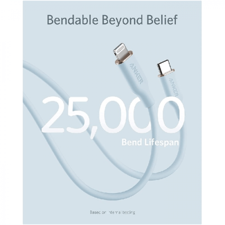 انكر - سلك شحن تايب سي الى لايتنق باورلاين فلو الجيل الثالث سيلكون بطول 90 سم