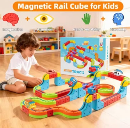لعبة قطار على مسارات مغناطيسية ( 168 قطعة ) متعددة الأشكال