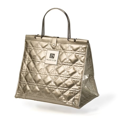 حقيبة يد جلد لون ذهبي- كبيرة