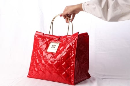 حقيبة يد جلد لون أحمر - كبيرة