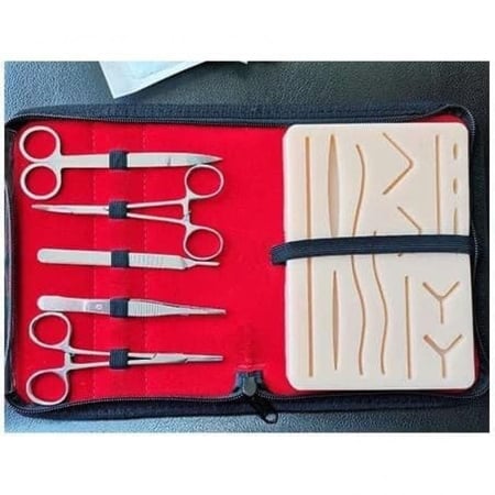 شنطة Suture Kit - أدوات خياطة للتدريب مع قطعة جلد صناعي وخيوط للجروح