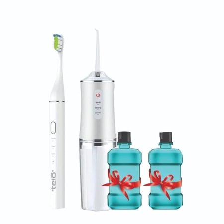 عرض خيط الأسنان المائي والفرشاة الكهربائية وعدد 2 غسول فم