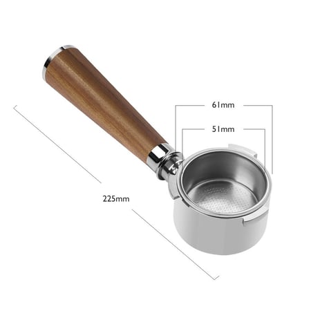 بورتافلتر مكشوف مقاس 51mm مع الباسكت للديلونجي من خشب الورد الاحمر والستاينليس ستيل