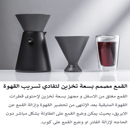 شرح طقم تقطير V60 سيراميك اسود و رمادي