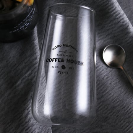 كوب زجاجي شفاف Coffee House بعدة خيارات