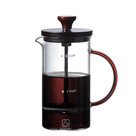 فرنش بريس French Press بمقبض كهرماني بعدة أحجام