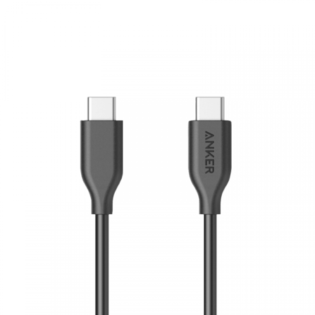 كيبل شاحن | أنكر | سلك باورلاين من Type-C الي Type-C طول 180 سم | أسود
