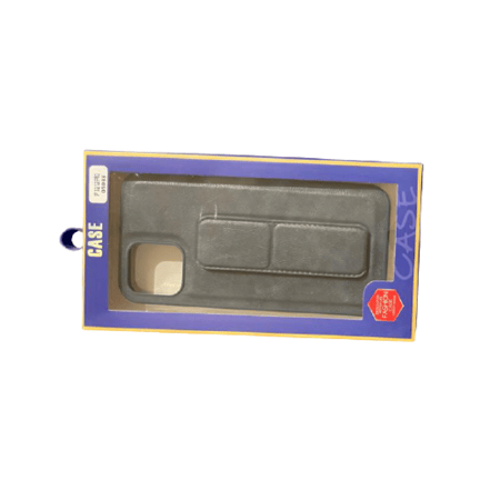 كفر حماية جلد مع ستاند للجوال لون زيتي