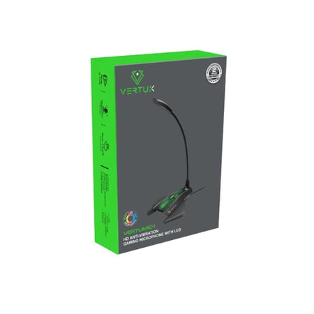 ميكروفون الألعاب Vertux VertuMic-1 عالي الوضوح ومضاد للاهتزاز مزود بإضاءة LED