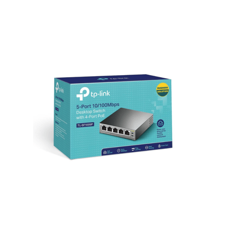 سويتش تي بي لينك مزود بخمسة منافذ بسرعة 10/ 100 ميجابت في الثانية واربعة منافذ بتقنية نقل الطاقة عبر الايثرنت - SF1005P
