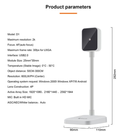 كاميرا للكمبيوتر - Kisonli D1 USB WebCam 2k for PC & Laptop