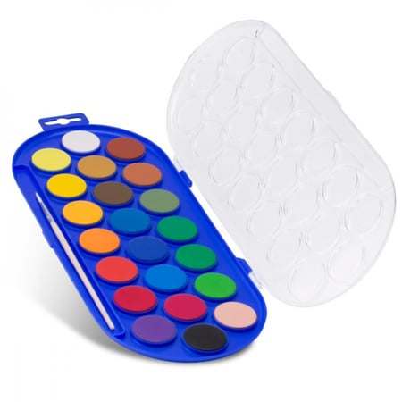 أقراص ألوان مائية ، علبة بلاستيكية ، مع ريشة 22 لون.