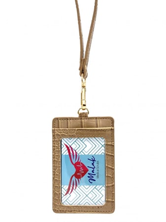 حامل البطاقة على الرقبة من الجلد الفاخر