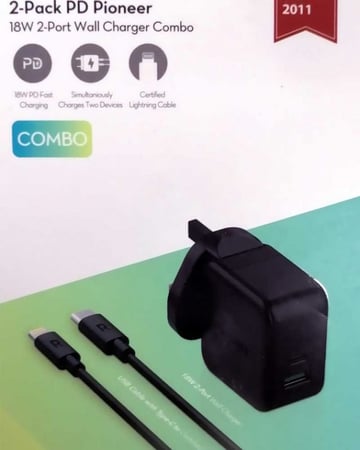 راف باور شاحن جداري 20واط + كيبل ايفون يو اس بي سي 1 م