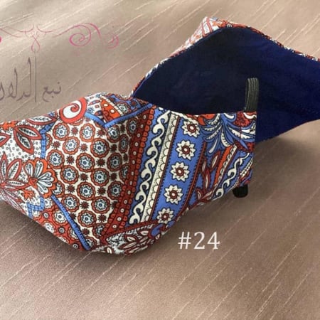 كمامة بعدة طبقات قماشية احمر وطوبي وازرق #24