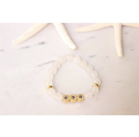 اسوره بحجر مع تعليقه زركون بلون الذهبي والازرق