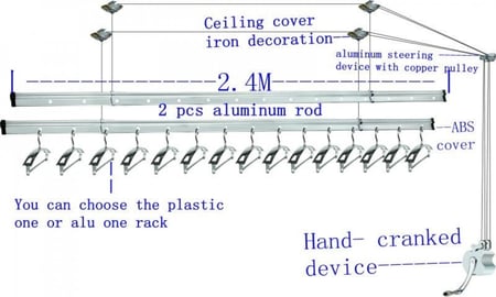Reclaim your floor space Shop Abhir-online 2-4M ceiling clothes hanger