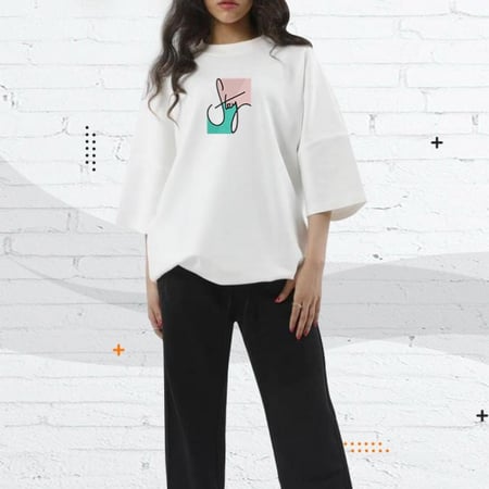 تيشرت اوفرسايز  مطرز fley