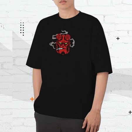 تيشرت اوفرسايز اسود  مطرز  angry