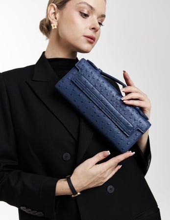 Ostrich Clutch Dark blue