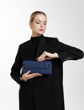 Ostrich Clutch Dark blue