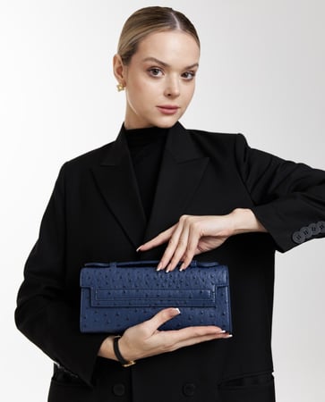 Ostrich Clutch Dark blue