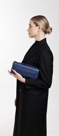 Ostrich Clutch Dark blue