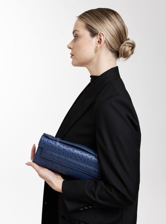 Ostrich Clutch Dark blue
