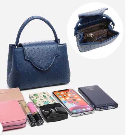 كروس بودي - جلد نعام ازرق