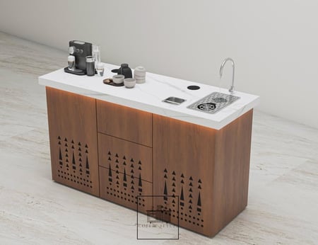 بار قهوه خشب قشر الجوز مع النقش السلماني