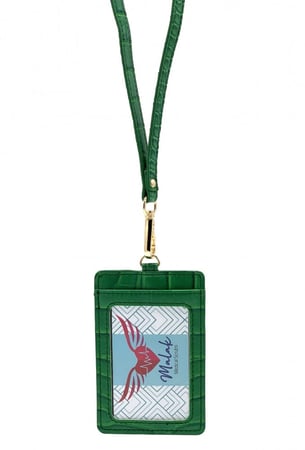 حامل البطاقة على الرقبة من الجلد الفاخر